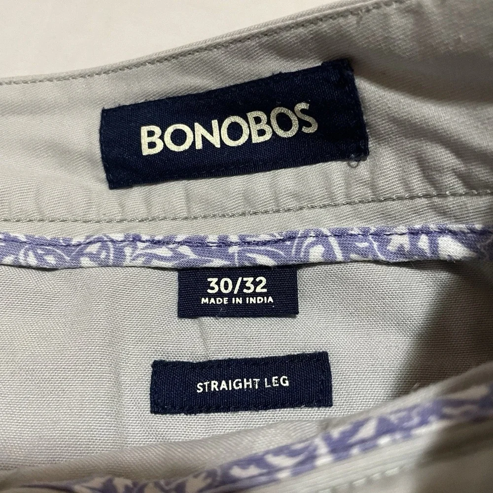 Bonobos Pants Mens 30 X 31.5 Beige Chino Flat Front Straight Golf Casual Outdoor